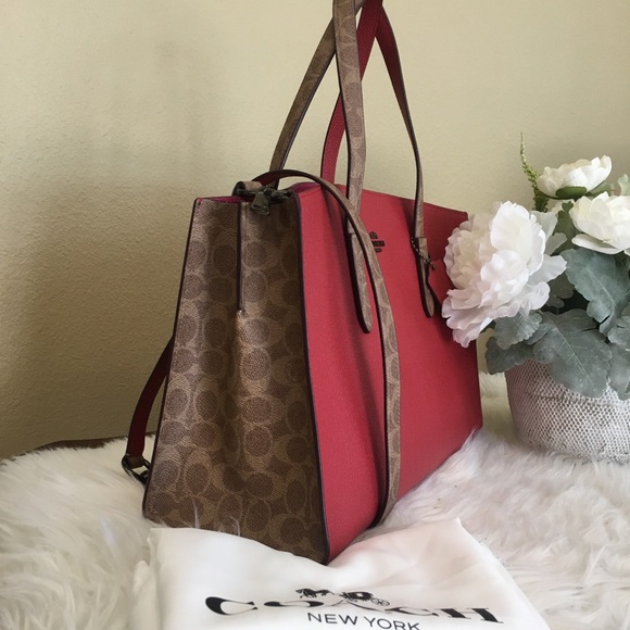 COACH CHARLIE COATED CANVAS & LEATHER CARRYALL - Picture 3 of 8